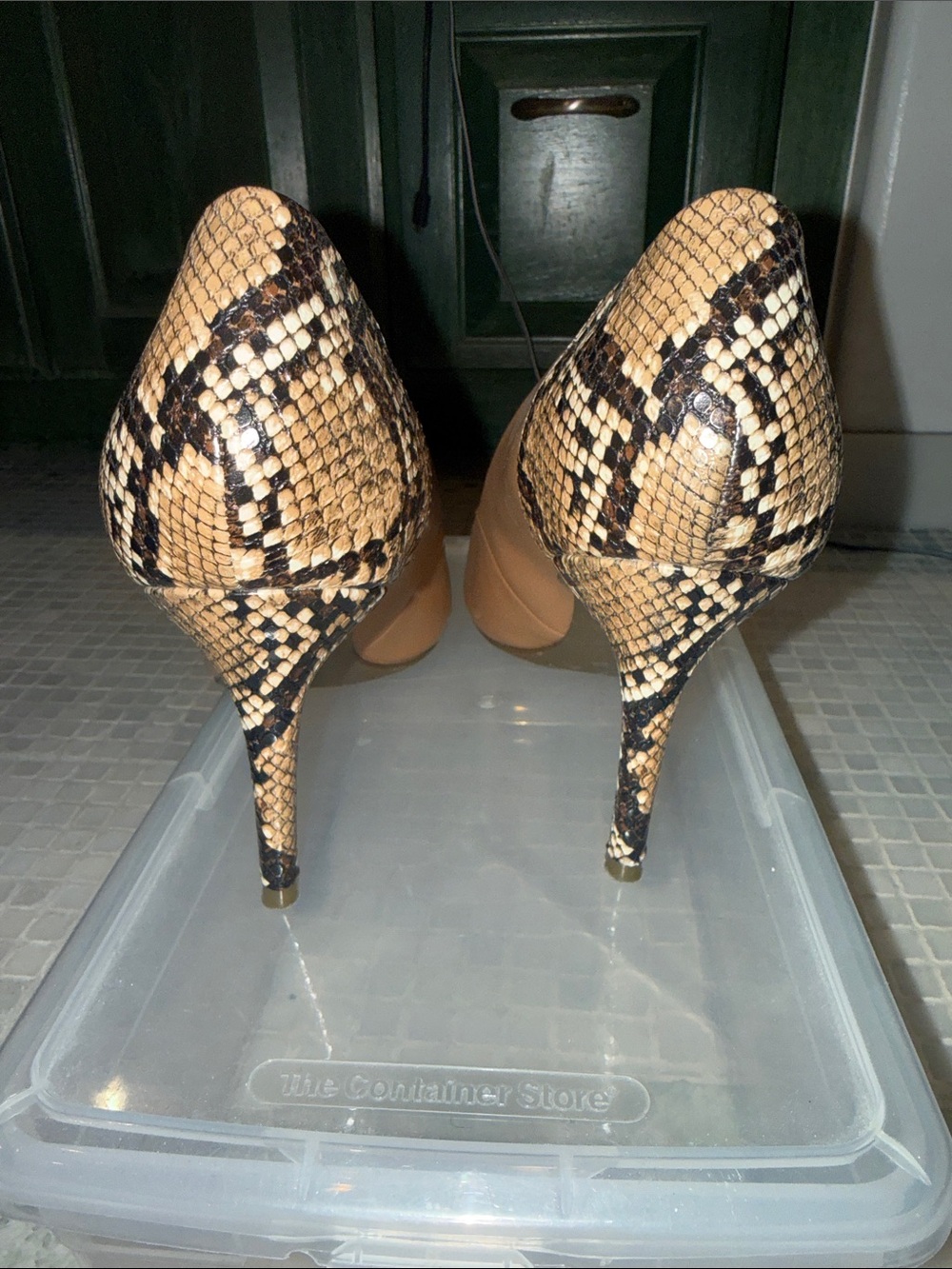 Marc Fisher Tan Pumps with Snakeskin Heel Accent - Picture 6 of 9
